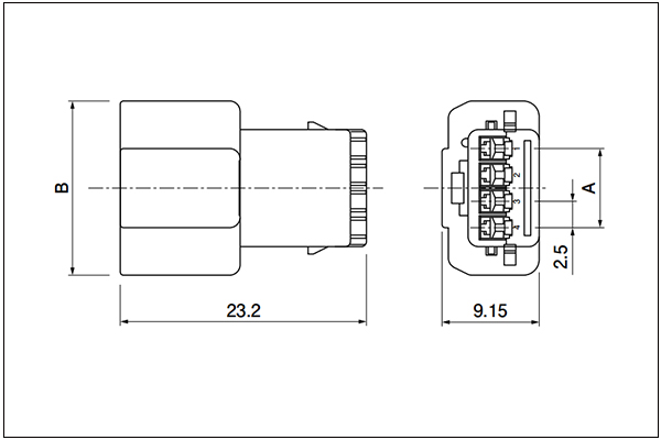 Receptacle housing (for pin contact) - 4, 5 Circuits