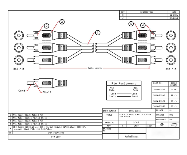 rca cable drawing