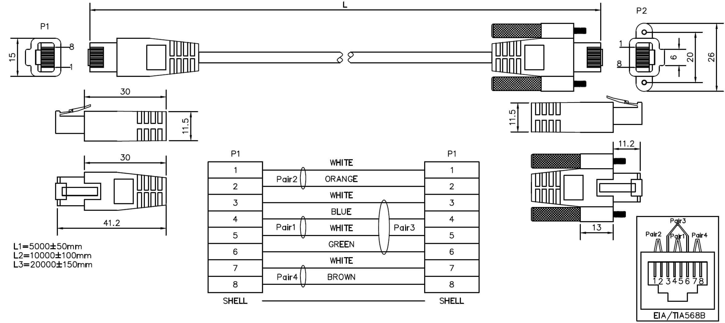 lan cable drawing