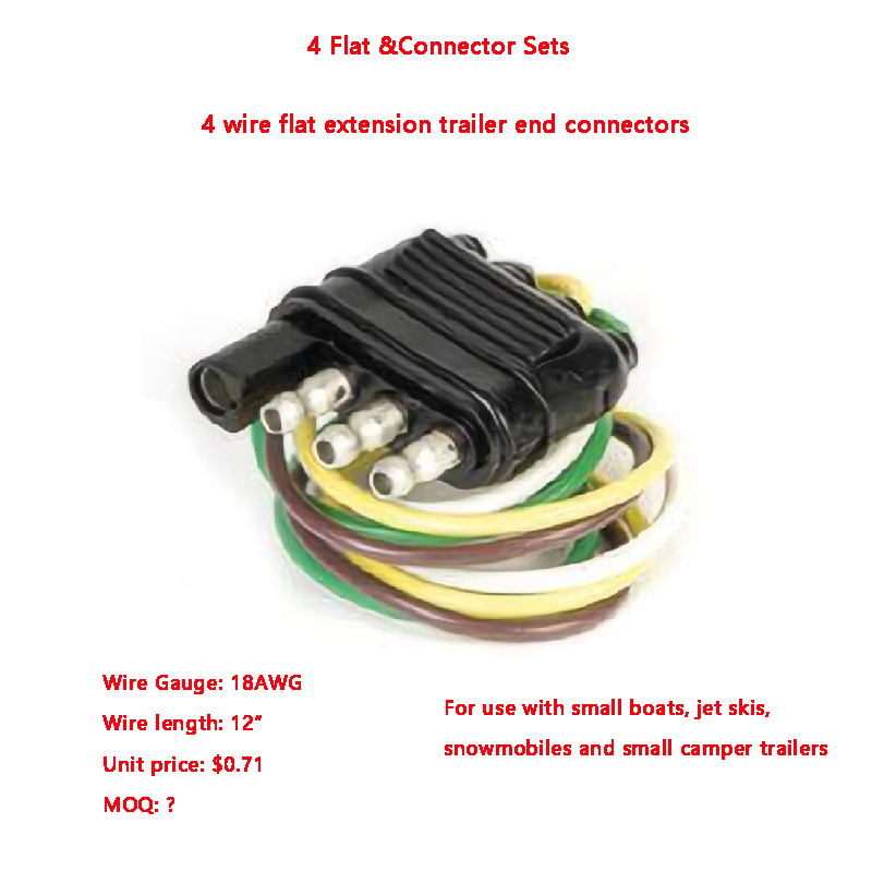 4 wire flat extension trailer end connectors