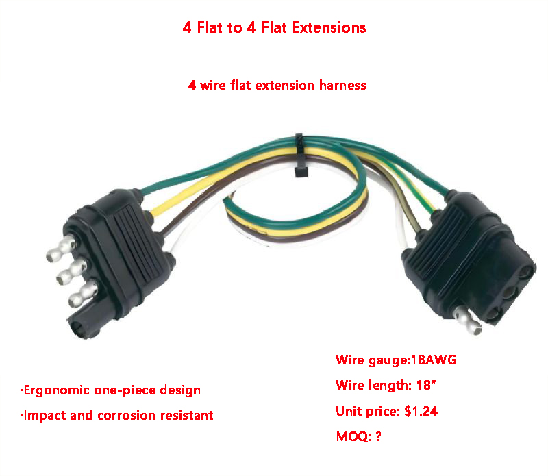 4 wire flat extension harness