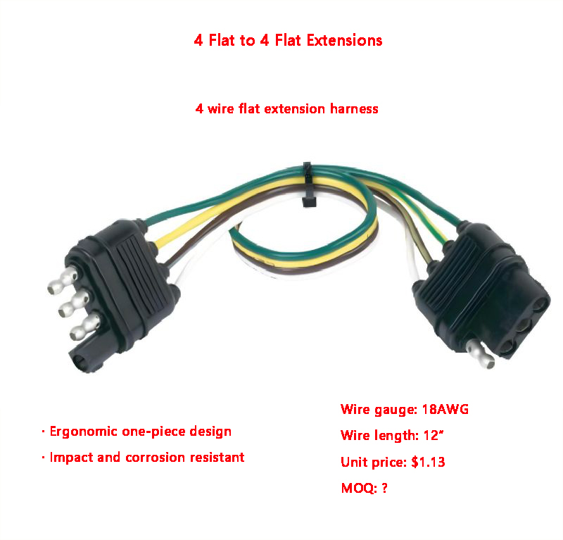 4 wire flat extension harness