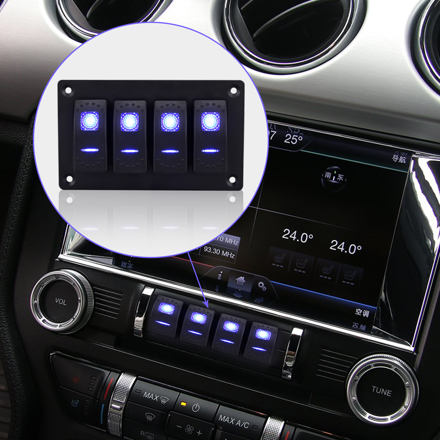 4 gang rocker switch panel