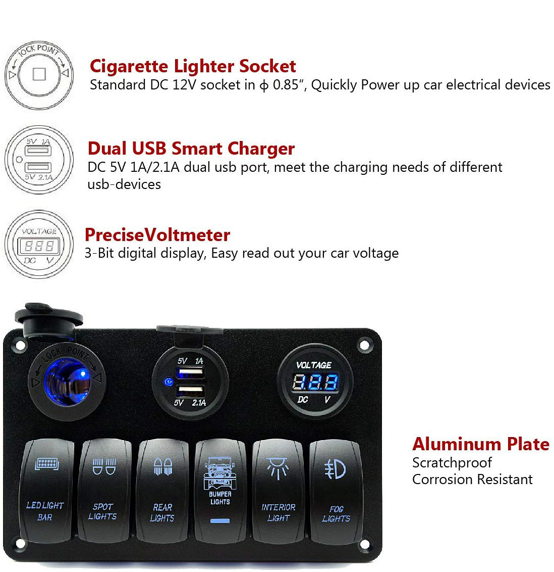 6gang switch panel