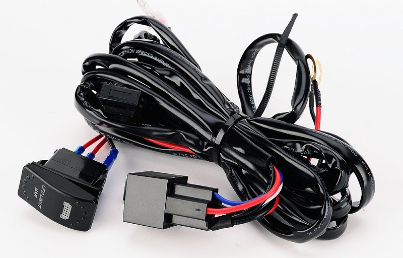 LED light wire harness with rocker switch hooha harness