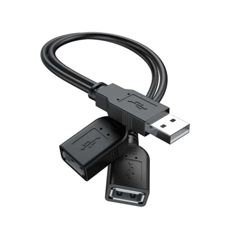 USB 2.0 A Male to 2 Dual USB Female Jack Y Splitter
