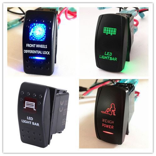 LED light wire harness with rocker switch