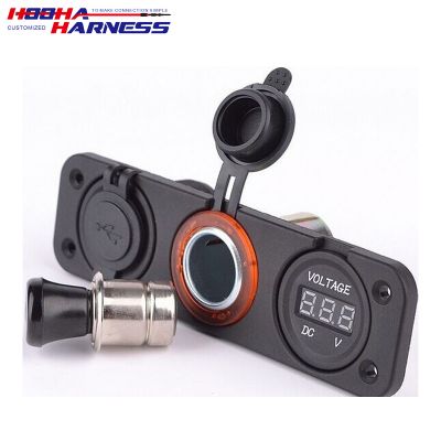 5v car cigarette lighter socket with led light digital display
