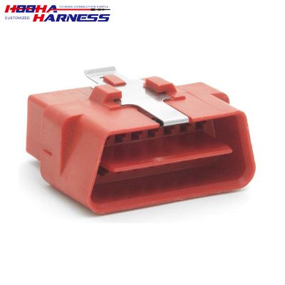 OBD Connector Shell, J1962M with Clip, Red