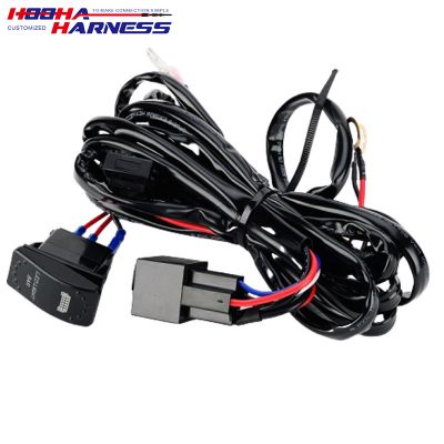 custom wire harness,Automotive Wire Harness,LED light wire harness,rocker switch,ON-OFF Switch,OFF-Road