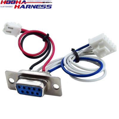 custom type D-sub type 9pin male plug wire harness cable assembly