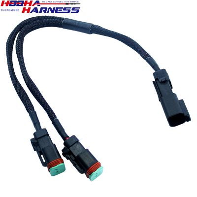 1 to 2 extension split cable 2 pin DT connector custom cable assembly wire harness